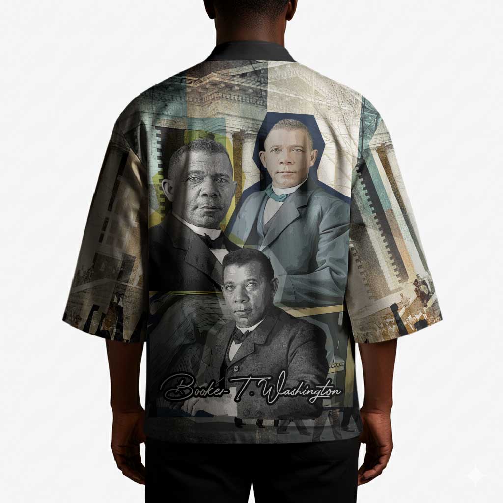 Booker T. Washington Kimono Historic Portrait Collage Civil Rights Legacy Educational Pioneer Design - African Pride