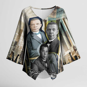 Booker T. Washington Kimono Sleeve Blouse Historic Portrait Collage Civil Rights Legacy Educational Pioneer Design - African Pride