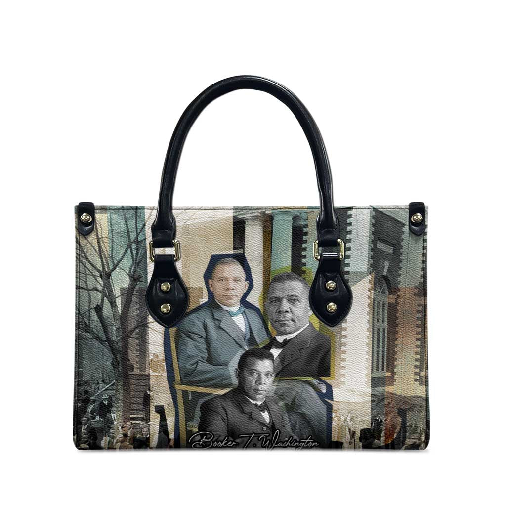 Booker T. Washington Leather Bag Historic Portrait Collage Civil Rights Legacy Educational Pioneer Design - African Pride