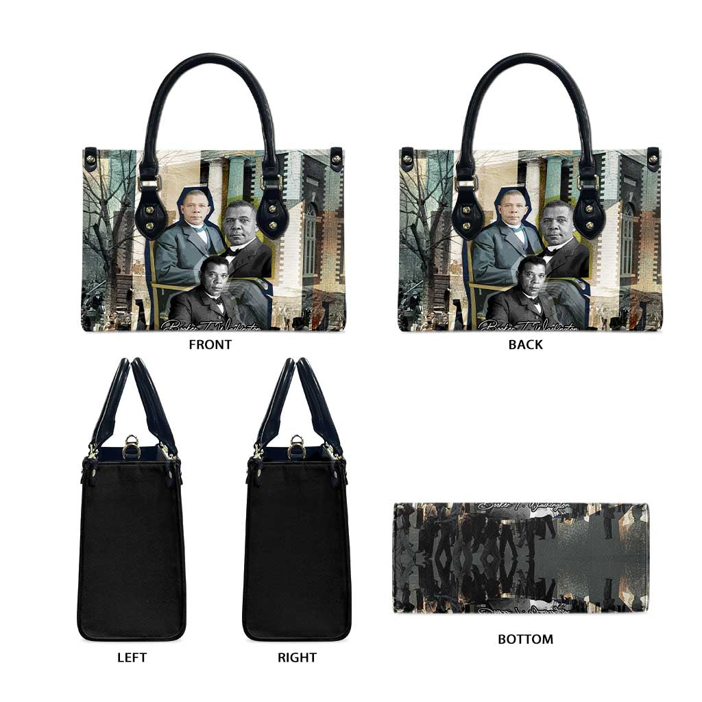 Booker T. Washington Leather Bag Historic Portrait Collage Civil Rights Legacy Educational Pioneer Design - African Pride