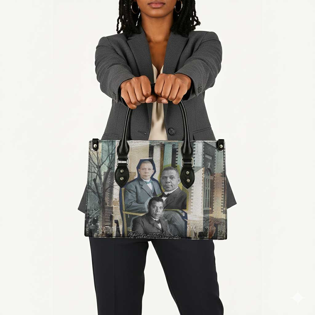 Booker T. Washington Leather Bag Historic Portrait Collage Civil Rights Legacy Educational Pioneer Design - African Pride