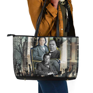 Booker T. Washington Leather Tote Bag Historic Portrait Collage Civil Rights Legacy Educational Pioneer Design - African Pride
