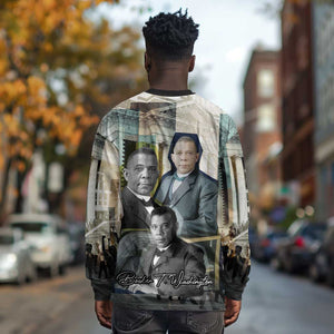 Booker T. Washington Long Sleeve Shirt Historic Portrait Collage Civil Rights Legacy Educational Pioneer Design - African Pride