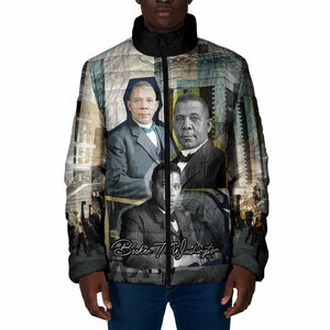 Booker T. Washington Padded Jacket Historic Portrait Collage Civil Rights Legacy Educational Pioneer Design - African Pride