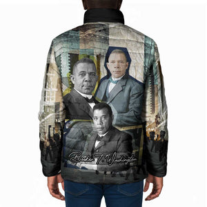 Booker T. Washington Padded Jacket Historic Portrait Collage Civil Rights Legacy Educational Pioneer Design - African Pride