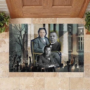 Booker T. Washington Rubber Doormat Historic Portrait Collage Civil Rights Legacy Educational Pioneer Design - African Pride