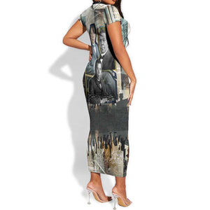 Booker T. Washington Short Sleeve Bodycon Dress Historic Portrait Collage Civil Rights Legacy Educational Pioneer Design TS04