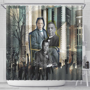 Booker T. Washington Shower Curtain Historic Portrait Collage Civil Rights Legacy Educational Pioneer Design - African Pride