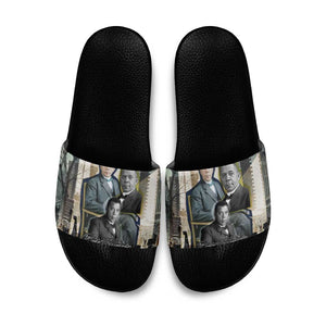 Booker T. Washington Slide Sandals Historic Portrait Collage Civil Rights Legacy Educational Pioneer Design - African Pride