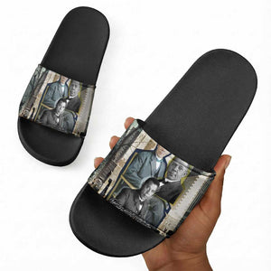 Booker T. Washington Slide Sandals Historic Portrait Collage Civil Rights Legacy Educational Pioneer Design - African Pride