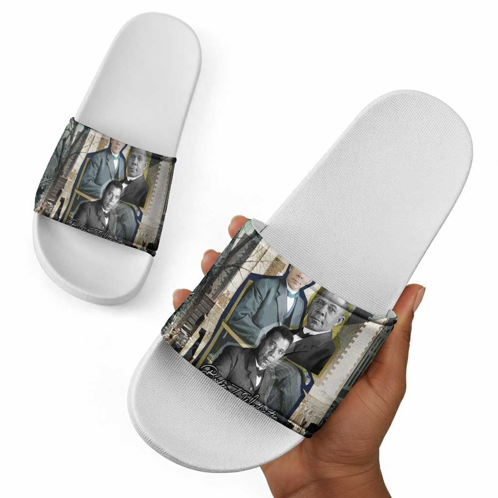 Booker T. Washington Slide Sandals Historic Portrait Collage Civil Rights Legacy Educational Pioneer Design - African Pride