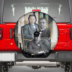 Booker T. Washington Spare Tire Cover Historic Portrait Collage Civil Rights Legacy Educational Pioneer Design - African Pride