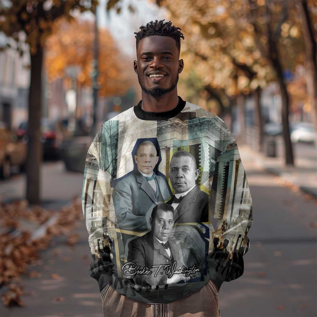 Booker T. Washington Sweatshirt Historic Portrait Collage Civil Rights Legacy Educational Pioneer Design - African Pride