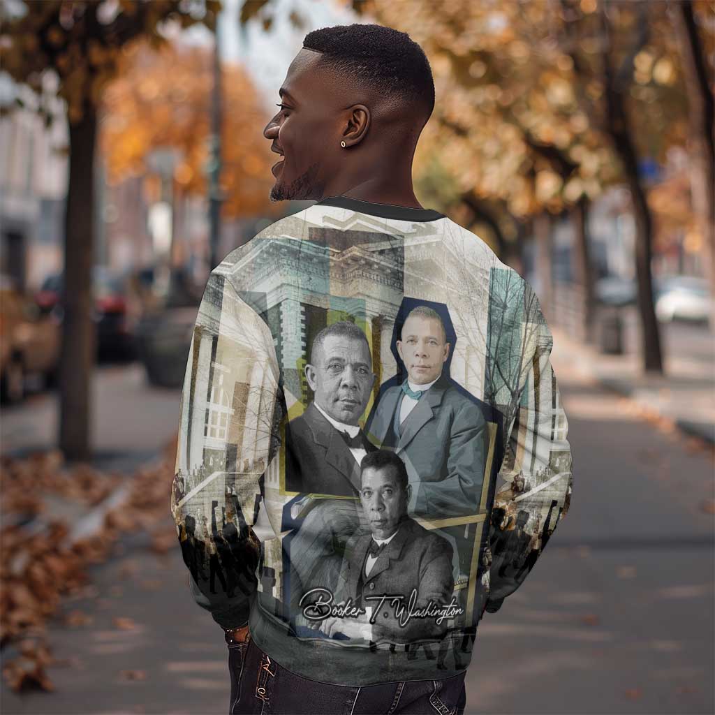Booker T. Washington Sweatshirt Historic Portrait Collage Civil Rights Legacy Educational Pioneer Design - African Pride
