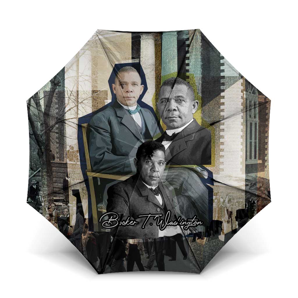 Booker T. Washington Umbrella Historic Portrait Collage Civil Rights Legacy Educational Pioneer Design - African Pride