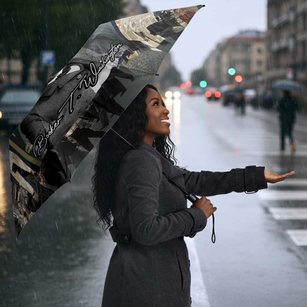 Booker T. Washington Umbrella Historic Portrait Collage Civil Rights Legacy Educational Pioneer Design - African Pride