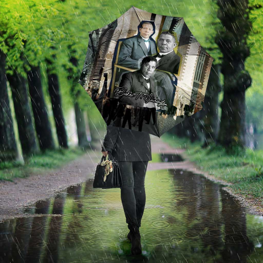 Booker T. Washington Umbrella Historic Portrait Collage Civil Rights Legacy Educational Pioneer Design - African Pride