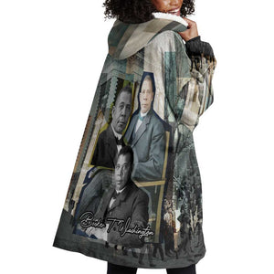 Booker T. Washington Wearable Blanket Hoodie Historic Portrait Collage Civil Rights Legacy Educational Pioneer Design - African Pride