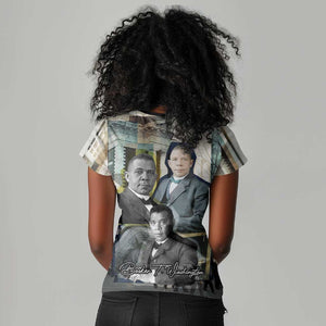 Booker T. Washington Women V-Neck T-Shirt Historic Portrait Collage Civil Rights Legacy Educational Pioneer Design TS04