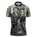 Booker T. Washington Zipper Polo Shirt Historic Portrait Collage Civil Rights Legacy Educational Pioneer Design - African Pride