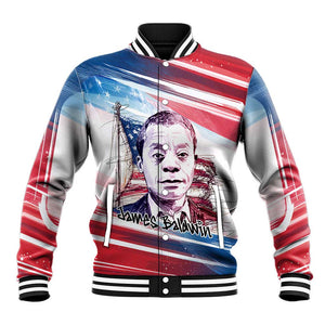 James Baldwin Baseball Jacket Artistic Portrait Quote on Love and Awareness Civil Rights Tribute - African Pride