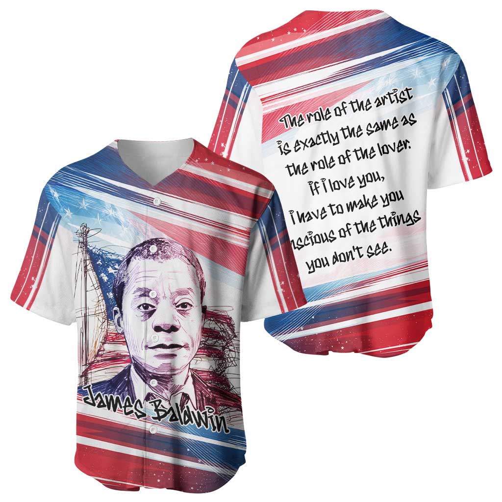 James Baldwin Baseball Jersey Artistic Portrait Quote on Love and Awareness Civil Rights Tribute TS04