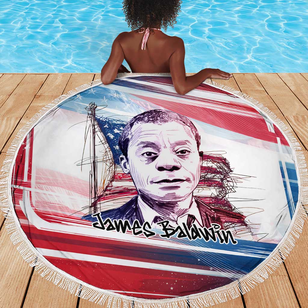 James Baldwin Beach Blanket Artistic Portrait Quote on Love and Awareness Civil Rights Tribute - African Pride