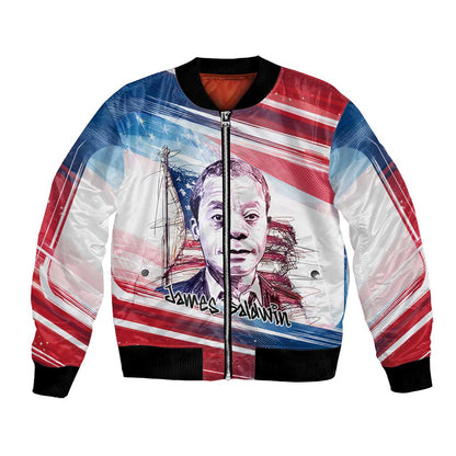 James Baldwin Bomber Jacket Artistic Portrait Quote on Love and Awareness Civil Rights Tribute - African Pride