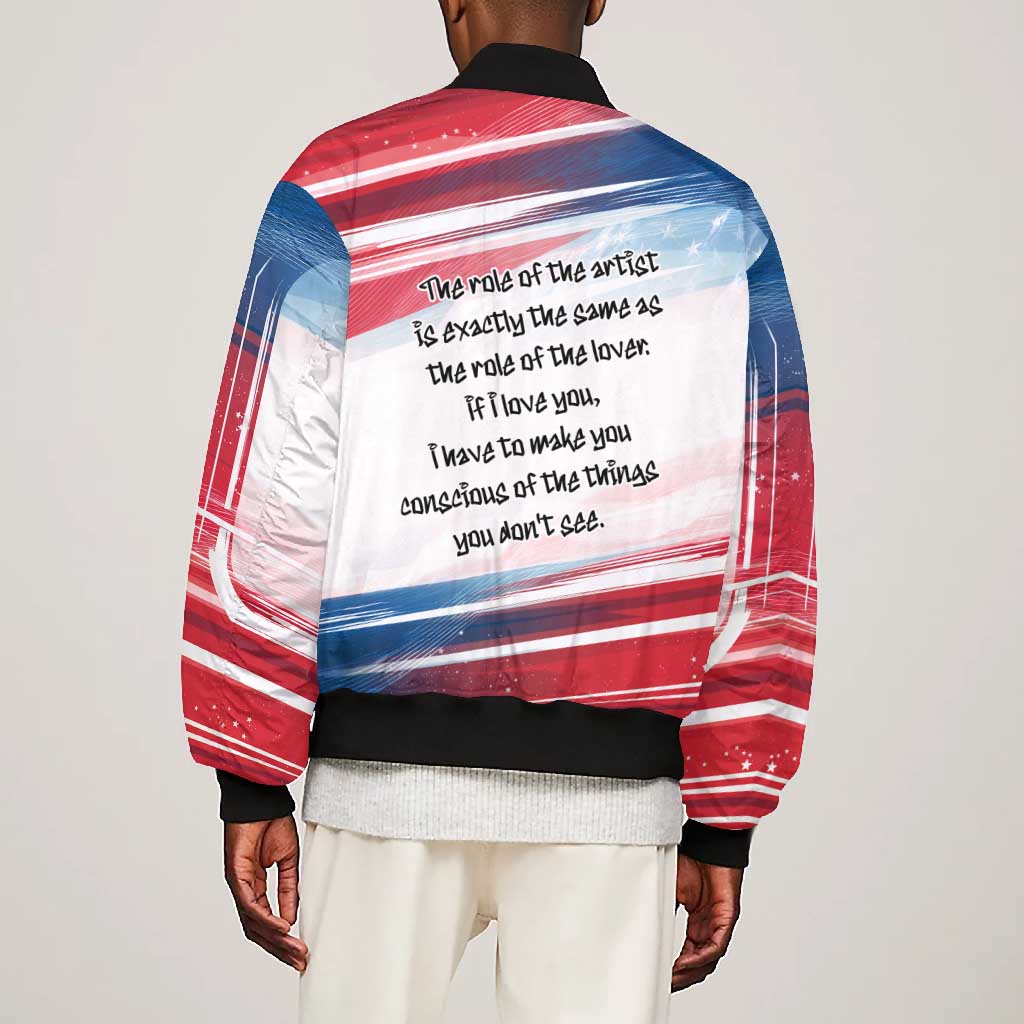 James Baldwin Bomber Jacket Artistic Portrait Quote on Love and Awareness Civil Rights Tribute - African Pride