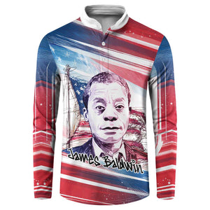James Baldwin Button Sweatshirt Artistic Portrait Quote on Love and Awareness Civil Rights Tribute