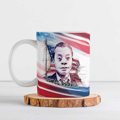 James Baldwin Ceramic Mug Artistic Portrait Quote on Love and Awareness Civil Rights Tribute - African Pride