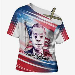 James Baldwin Cross Shoulder Shirt Artistic Portrait Quote on Love and Awareness Civil Rights Tribute - African Pride