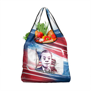 James Baldwin Grocery Bag Artistic Portrait Quote on Love and Awareness Civil Rights Tribute - African Pride
