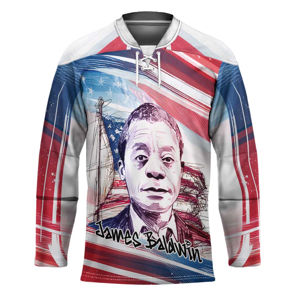 James Baldwin Hockey Jersey Artistic Portrait Quote on Love and Awareness Civil Rights Tribute - African Pride