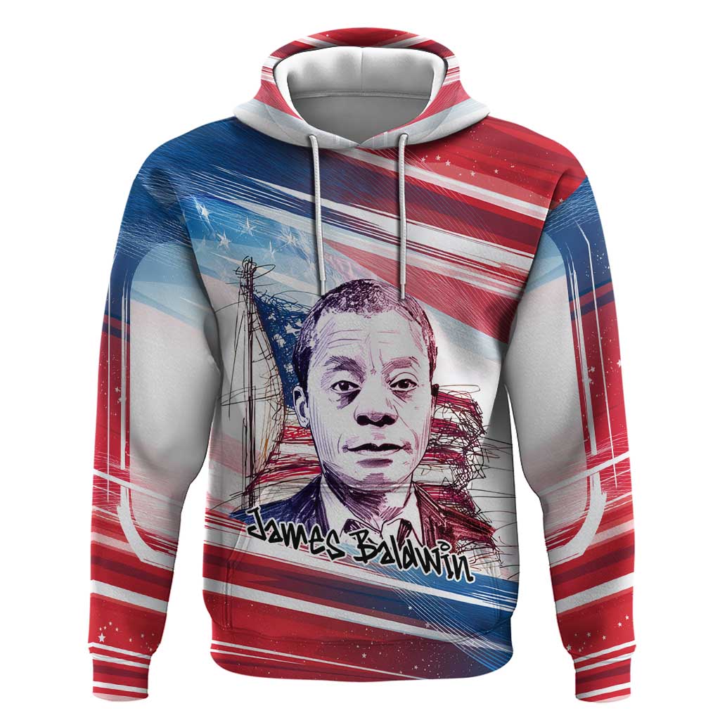 James Baldwin Hoodie Artistic Portrait Quote on Love and Awareness Civil Rights Tribute - African Pride