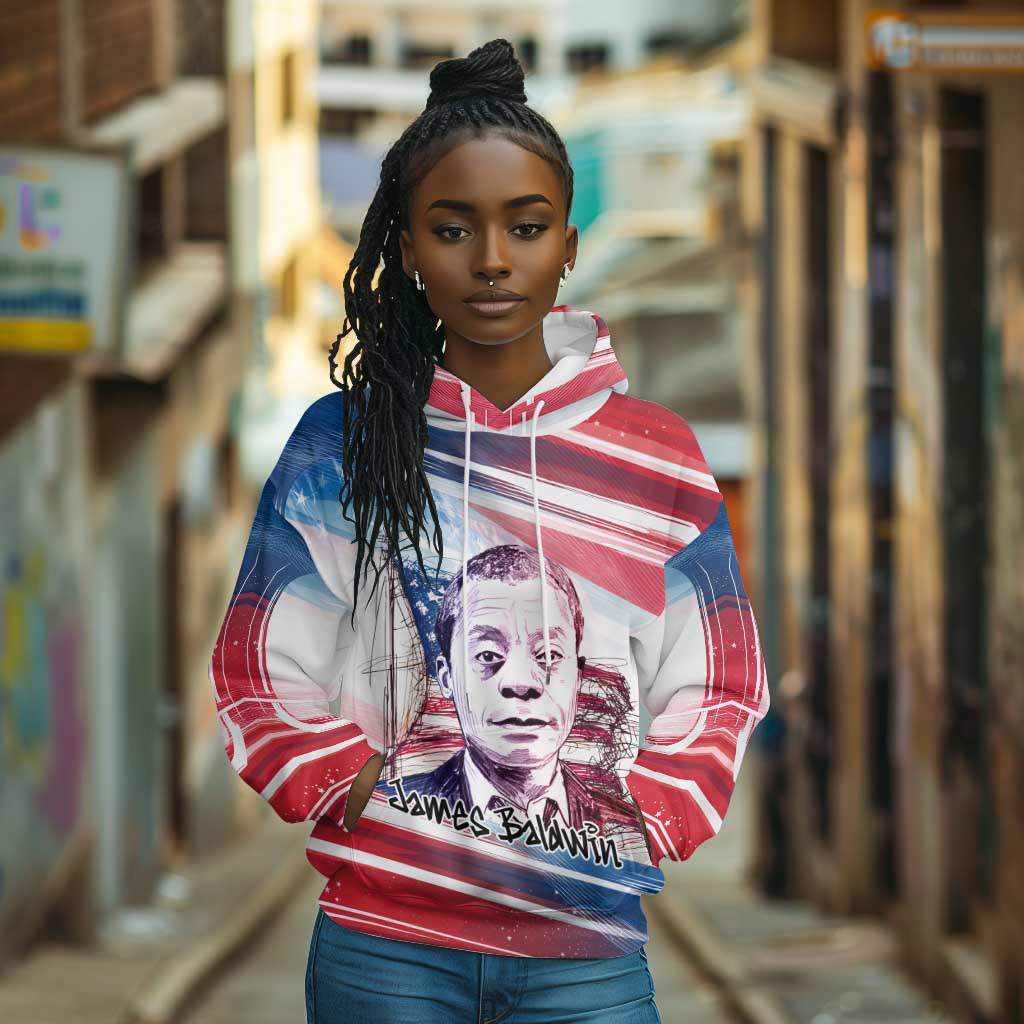 James Baldwin Hoodie Artistic Portrait Quote on Love and Awareness Civil Rights Tribute - African Pride