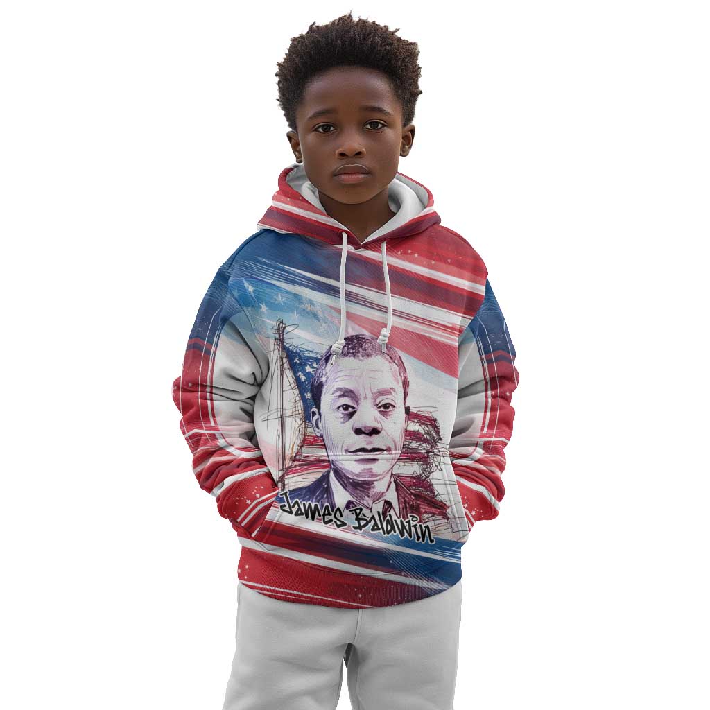 James Baldwin Kid Hoodie Artistic Portrait Quote on Love and Awareness Civil Rights Tribute - African Pride