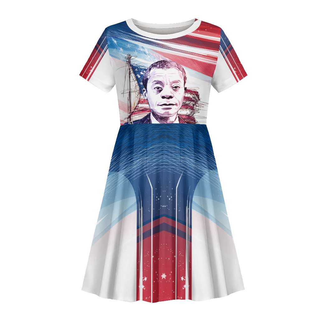 James Baldwin Kid Short Sleeve Dress Artistic Portrait Quote on Love and Awareness Civil Rights Tribute TS04