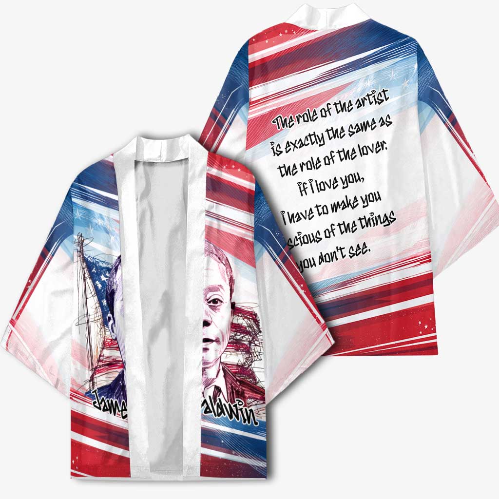 James Baldwin Kimono Artistic Portrait Quote on Love and Awareness Civil Rights Tribute - African Pride