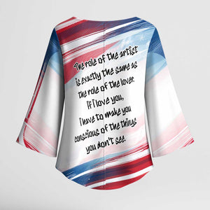 James Baldwin Kimono Sleeve Blouse Artistic Portrait Quote on Love and Awareness Civil Rights Tribute - African Pride