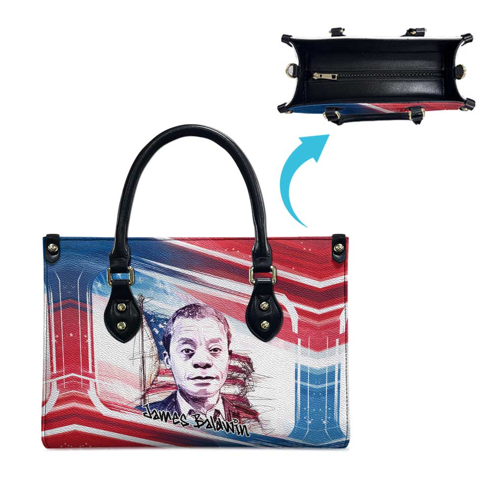 James Baldwin Leather Bag Artistic Portrait Quote on Love and Awareness Civil Rights Tribute - African Pride