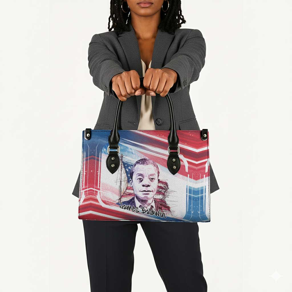 James Baldwin Leather Bag Artistic Portrait Quote on Love and Awareness Civil Rights Tribute - African Pride