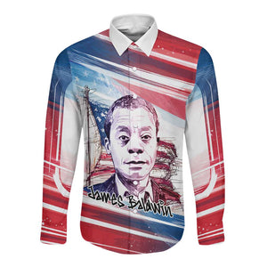 James Baldwin Long Sleeve Button Shirt Artistic Portrait Quote on Love and Awareness Civil Rights Tribute - African Pride