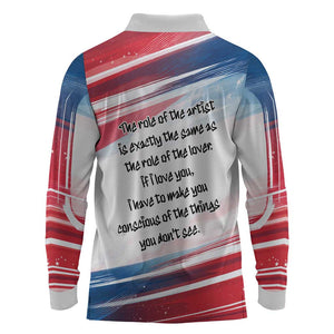 James Baldwin Long Sleeve Polo Shirt Artistic Portrait Quote on Love and Awareness Civil Rights Tribute - African Pride