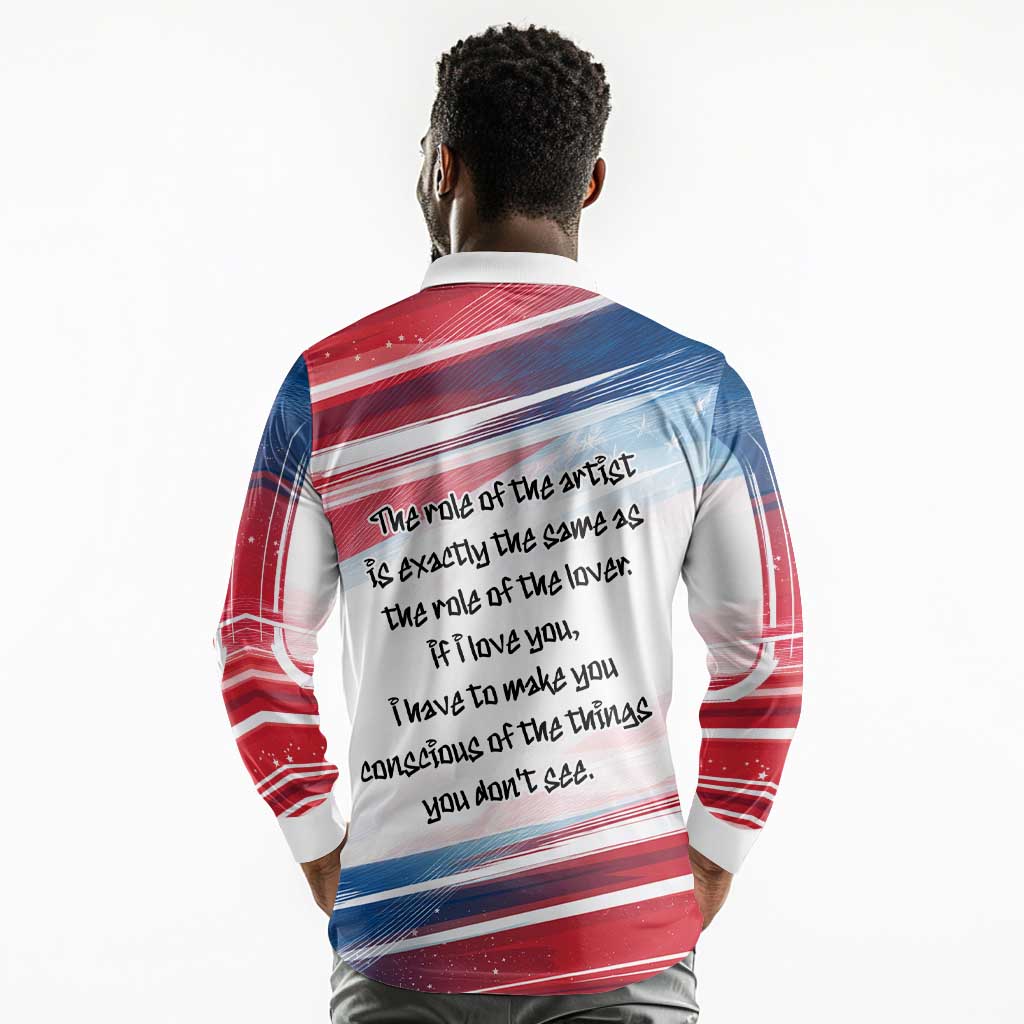 James Baldwin Long Sleeve Polo Shirt Artistic Portrait Quote on Love and Awareness Civil Rights Tribute - African Pride