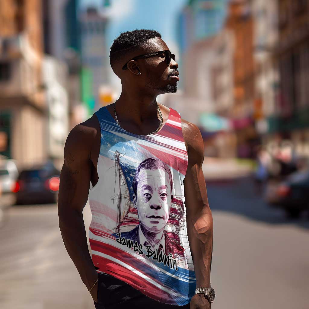 James Baldwin Men Tank Top Artistic Portrait Quote on Love and Awareness Civil Rights Tribute - African Pride