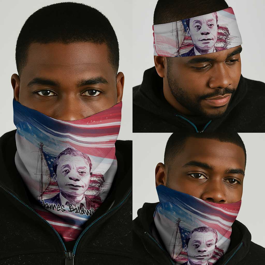 James Baldwin Neck Gaiter Artistic Portrait Quote on Love and Awareness Civil Rights Tribute - African Pride