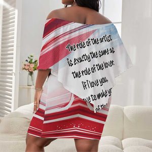 James Baldwin Off Shoulder Short Dress Artistic Portrait Quote on Love and Awareness Civil Rights Tribute - African Pride