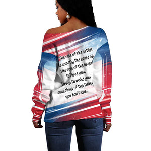 James Baldwin Off Shoulder Sweater Artistic Portrait Quote on Love and Awareness Civil Rights Tribute - African Pride