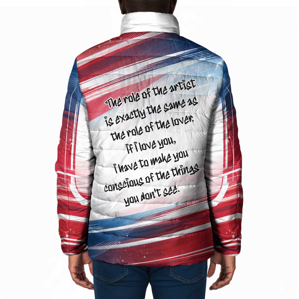 James Baldwin Padded Jacket Artistic Portrait Quote on Love and Awareness Civil Rights Tribute - African Pride